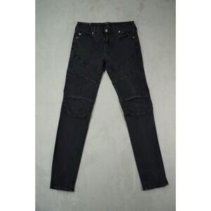 True Religion Men's Black Skinny Moto Jeans